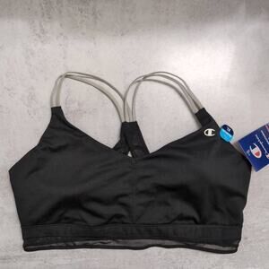 NWT Champion Black Moderate Support Double Dry Strappy Sports Bra XL